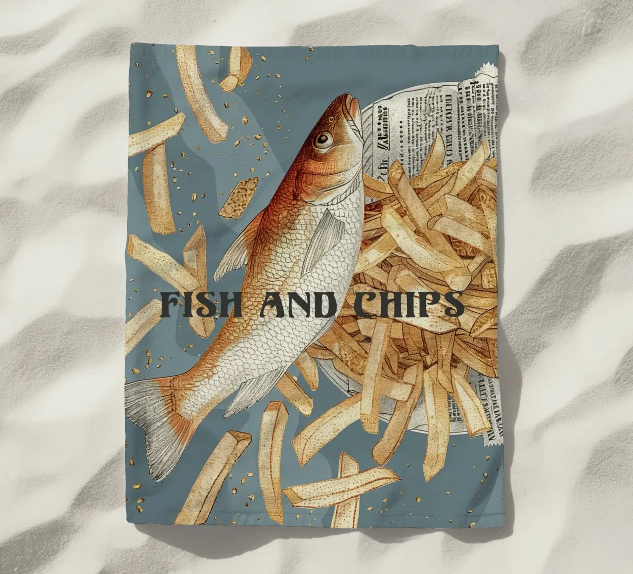 Fish & Chips retrò telo mare da Carinaprint