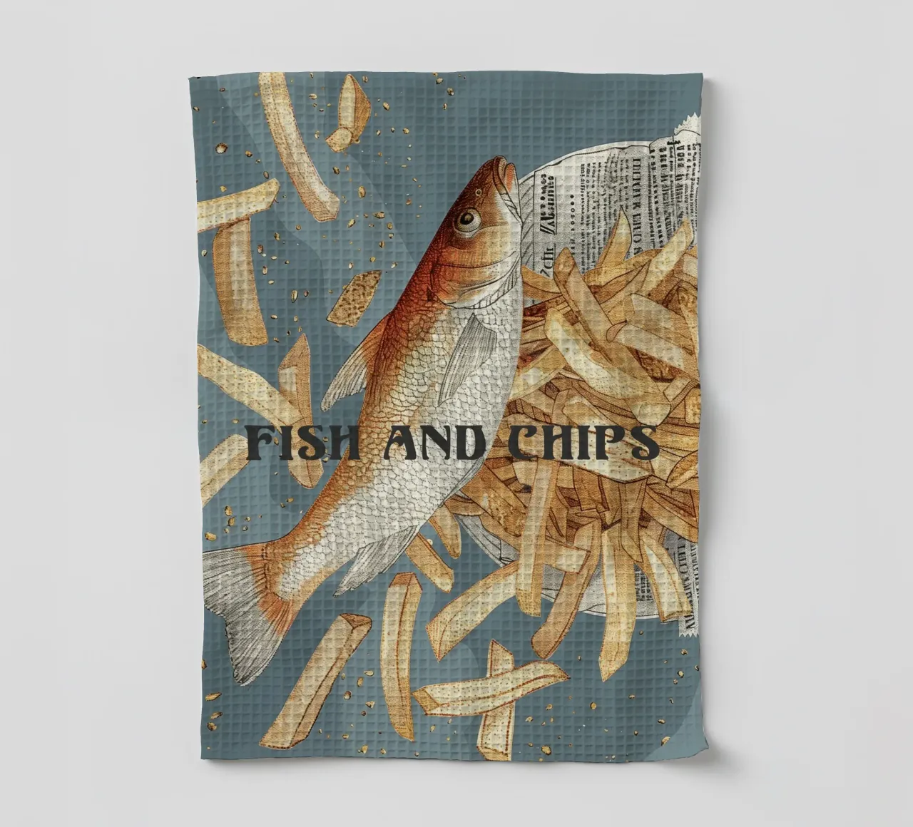 Fish & Chips retrò canovaccio da cucina da Carinaprint