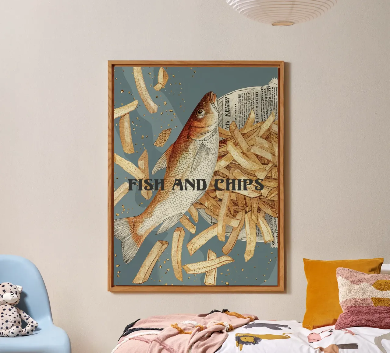 Fish & Chips retrò alluminio dibond da Carinaprint