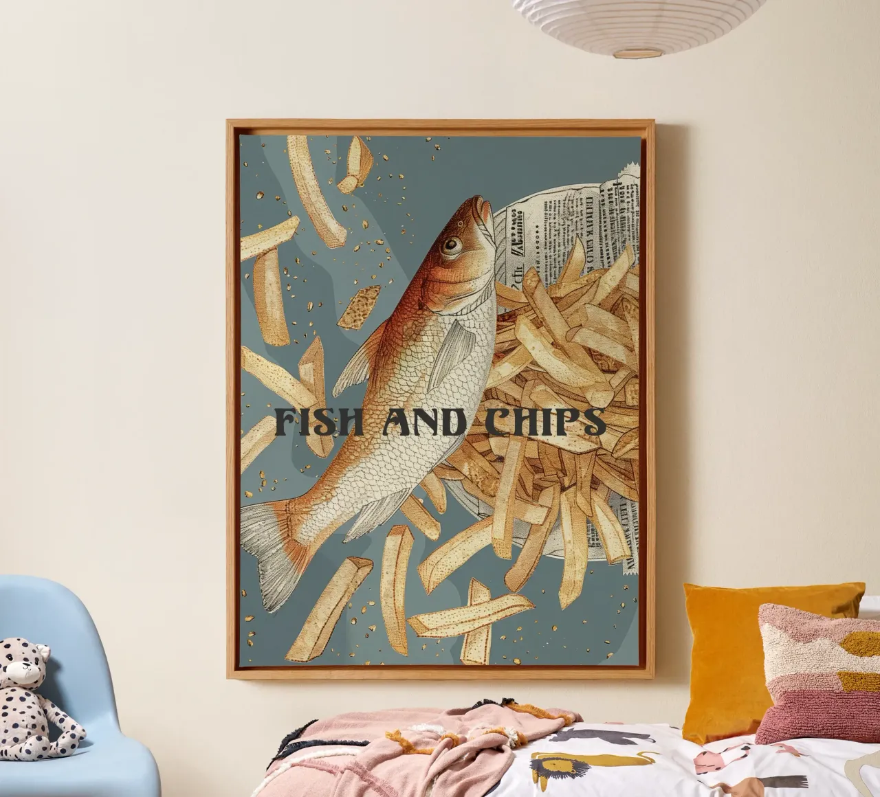 Retro Vis & Friet canvas met Baklijst van Carinaprint