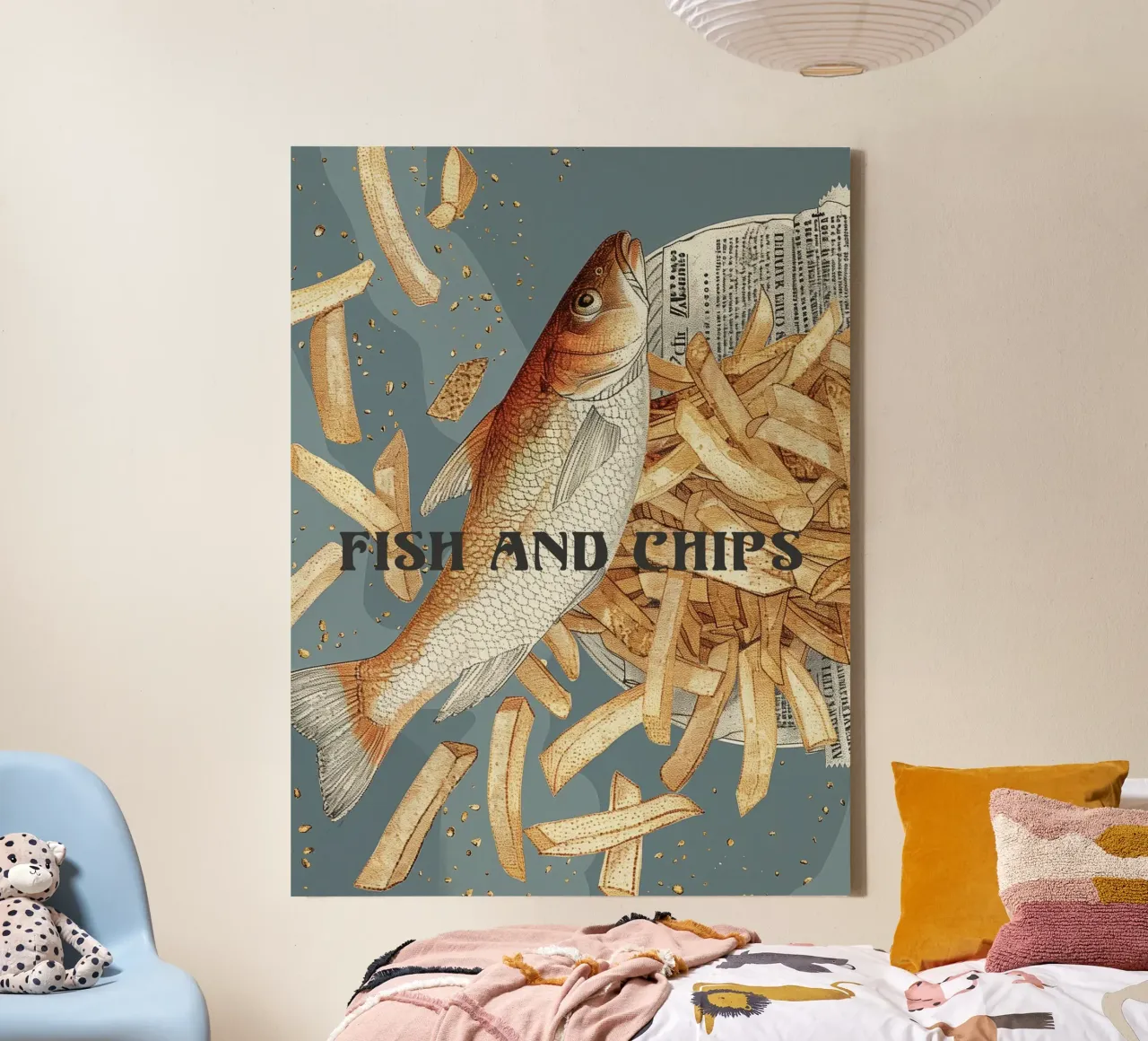 Retro Vis & Friet canvas met Baklijst van Carinaprint