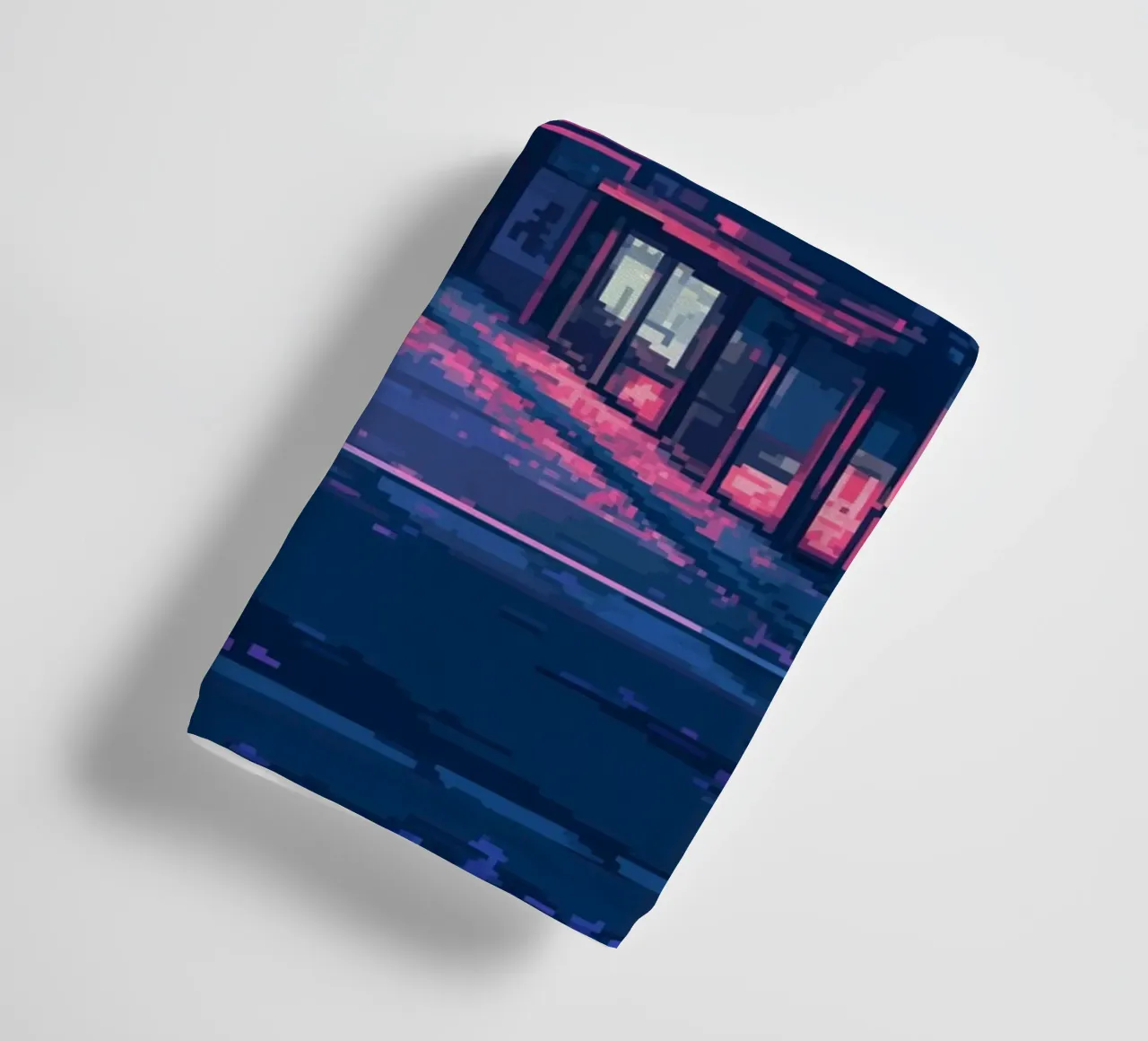 Pixelated Sunset Over Japanese towel by Dreamyart