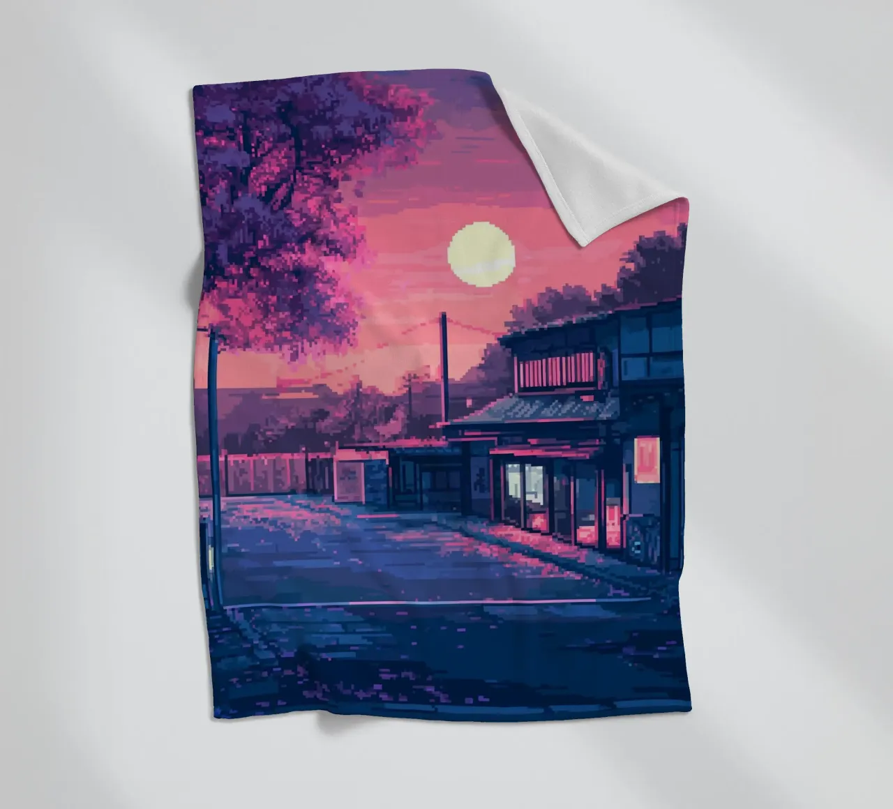 Tramonto pixelato sul Giappone coperta in pile da Dreamyart
