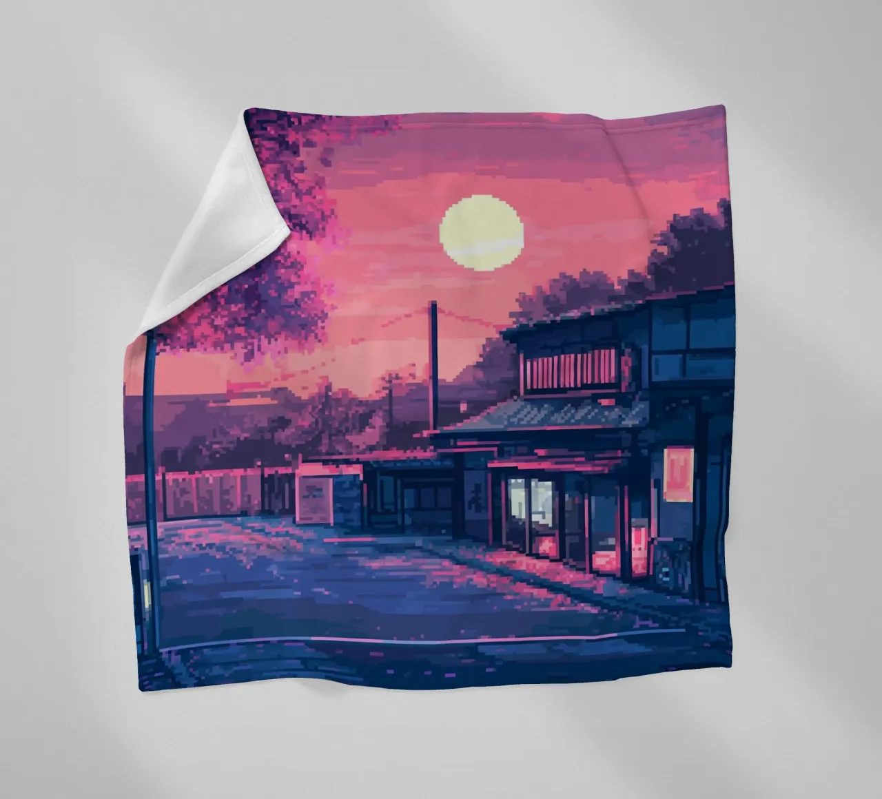 Tramonto pixelato sul Giappone coperta in pile da Dreamyart