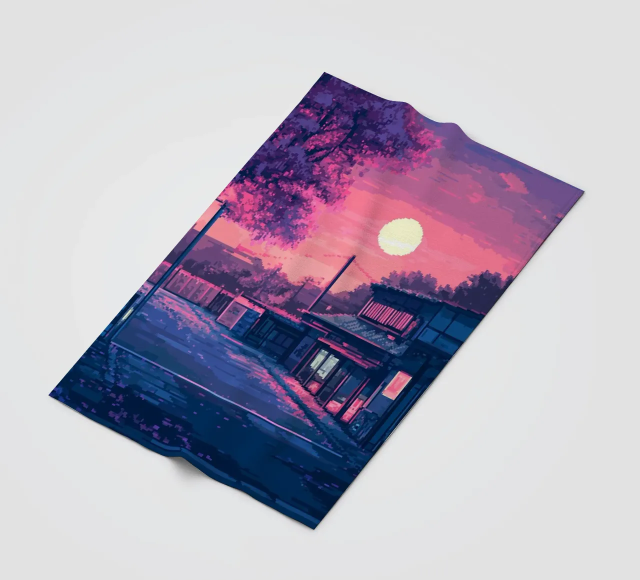 Tramonto pixelato sul Giappone coperta in pile da Dreamyart