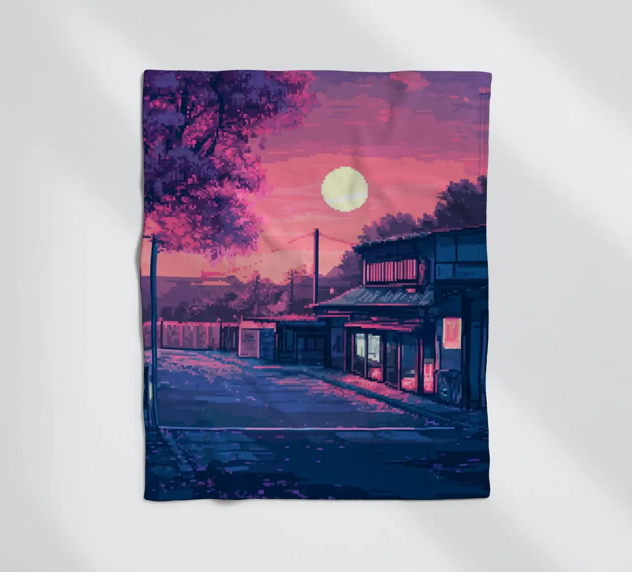 Tramonto pixelato sul Giappone coperta in pile da Dreamyart