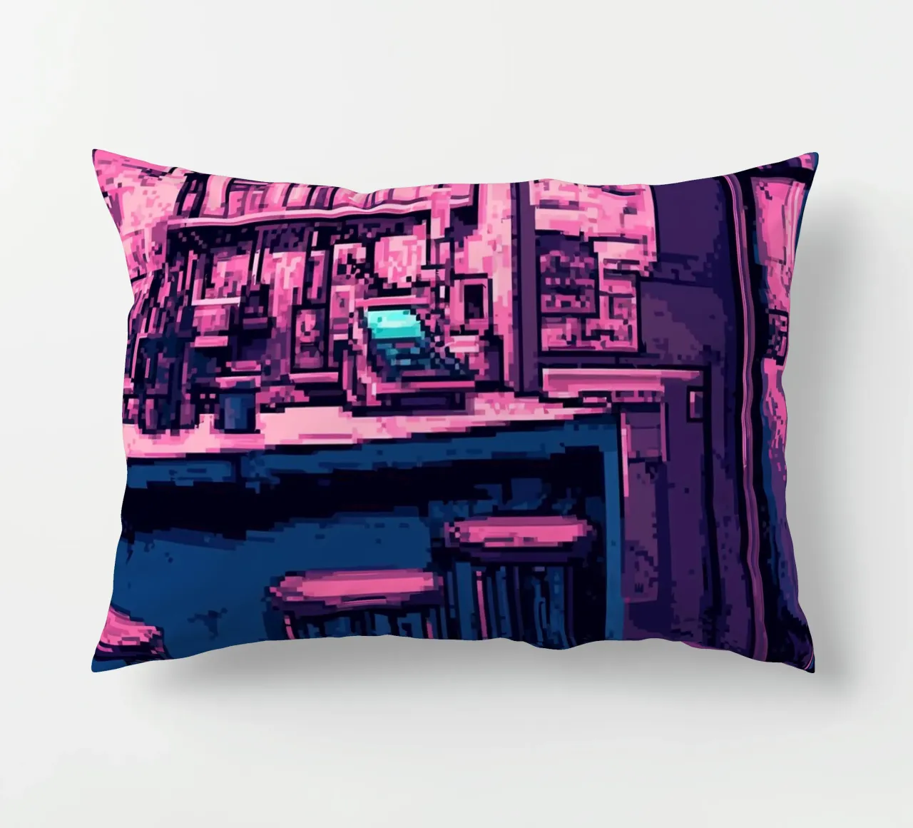 Bar notturno Pixel Art cuscino da Dreamyart