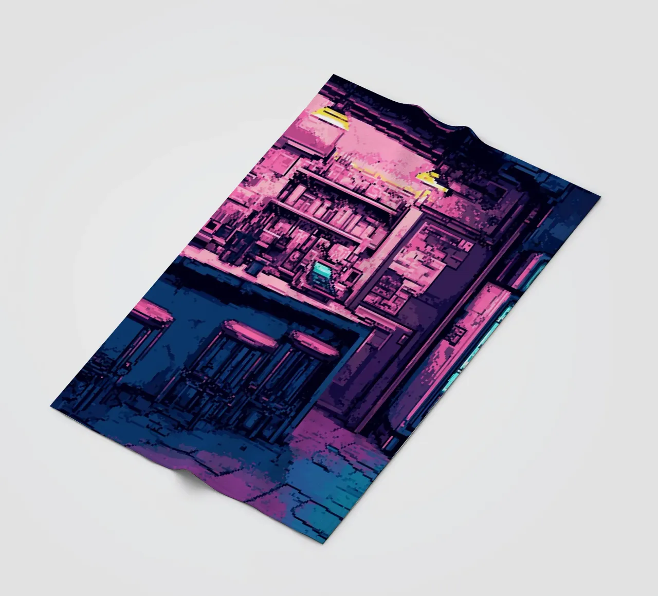 Bar notturno Pixel Art coperta in pile da Dreamyart