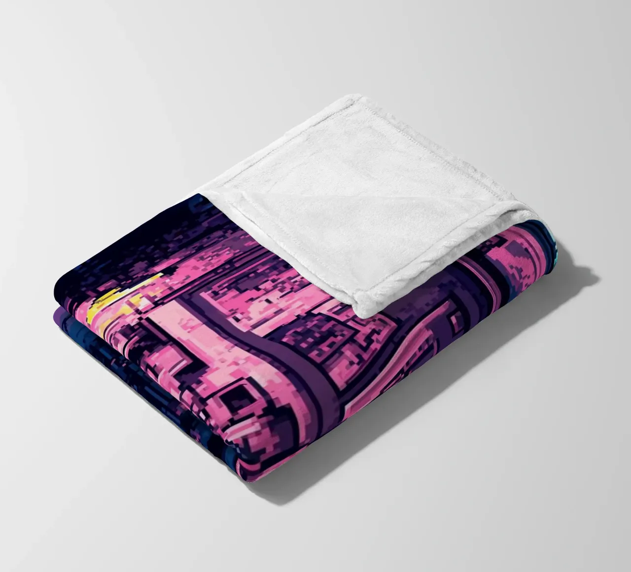 Bar notturno Pixel Art coperta in pile da Dreamyart