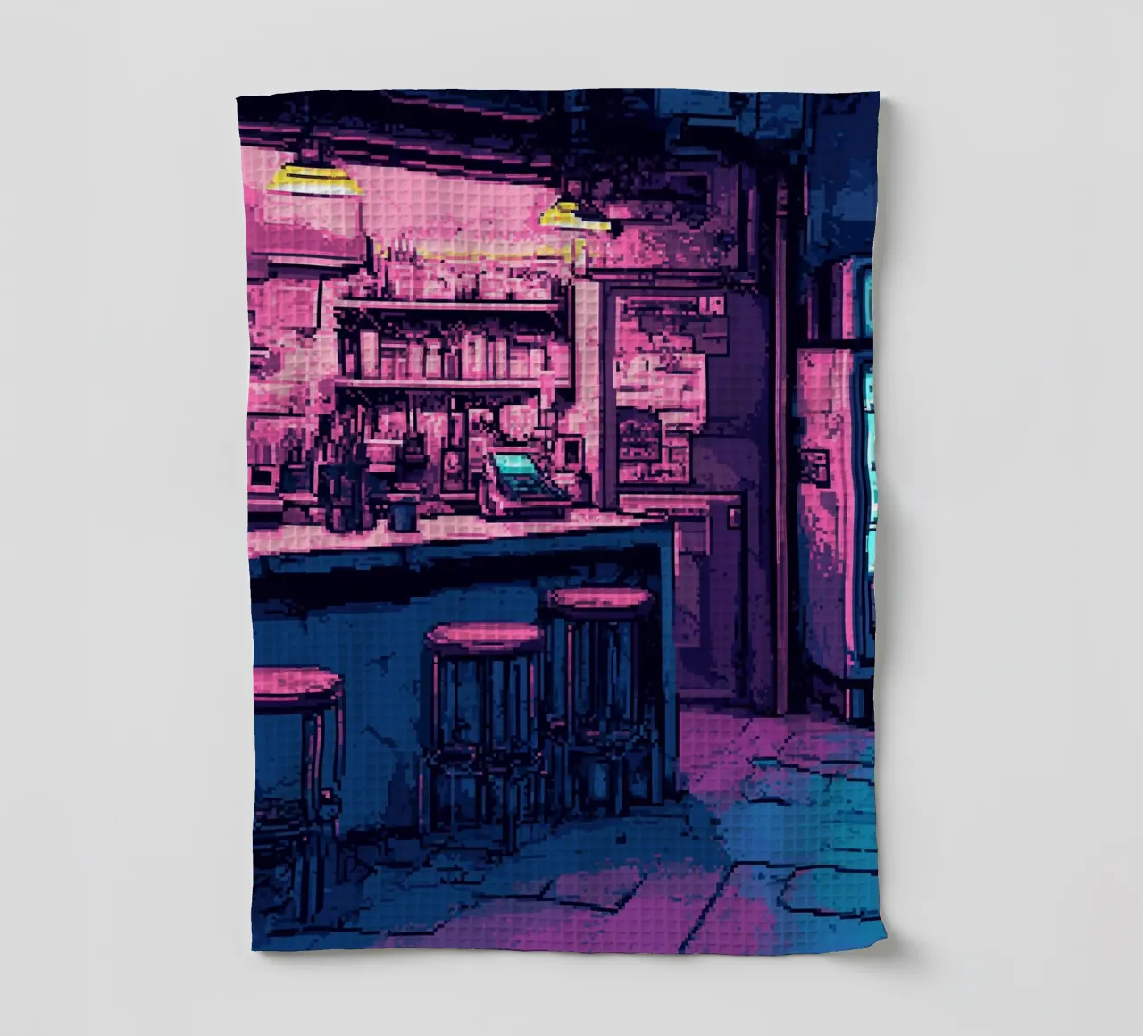 Bar notturno Pixel Art canovaccio da cucina da Dreamyart