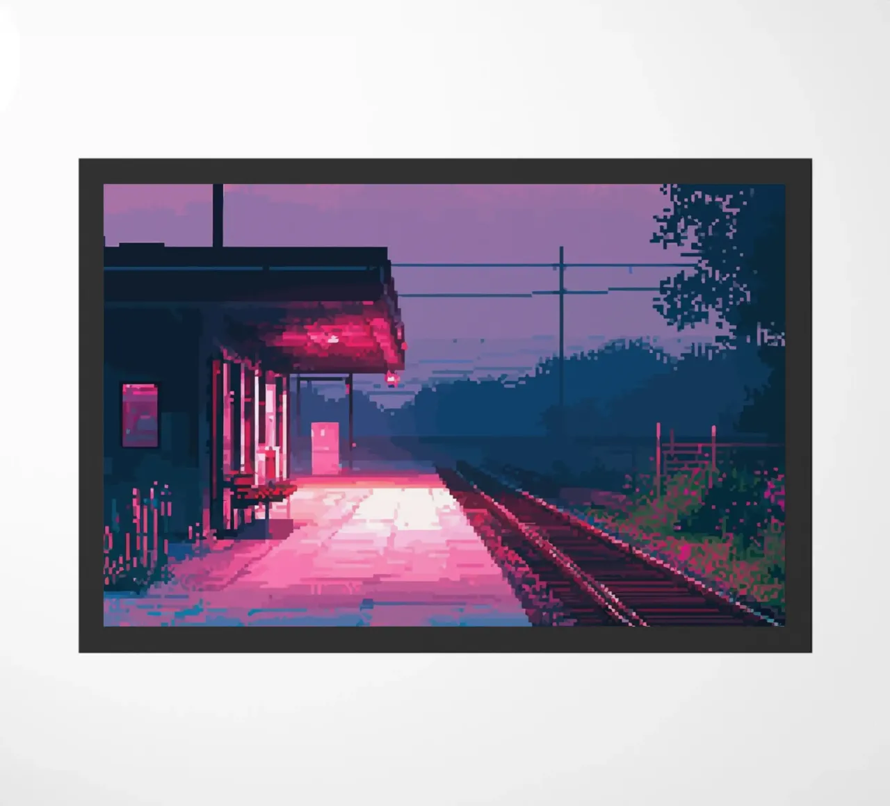 Pixel Art Estación de tren felpudo de Dreamyart