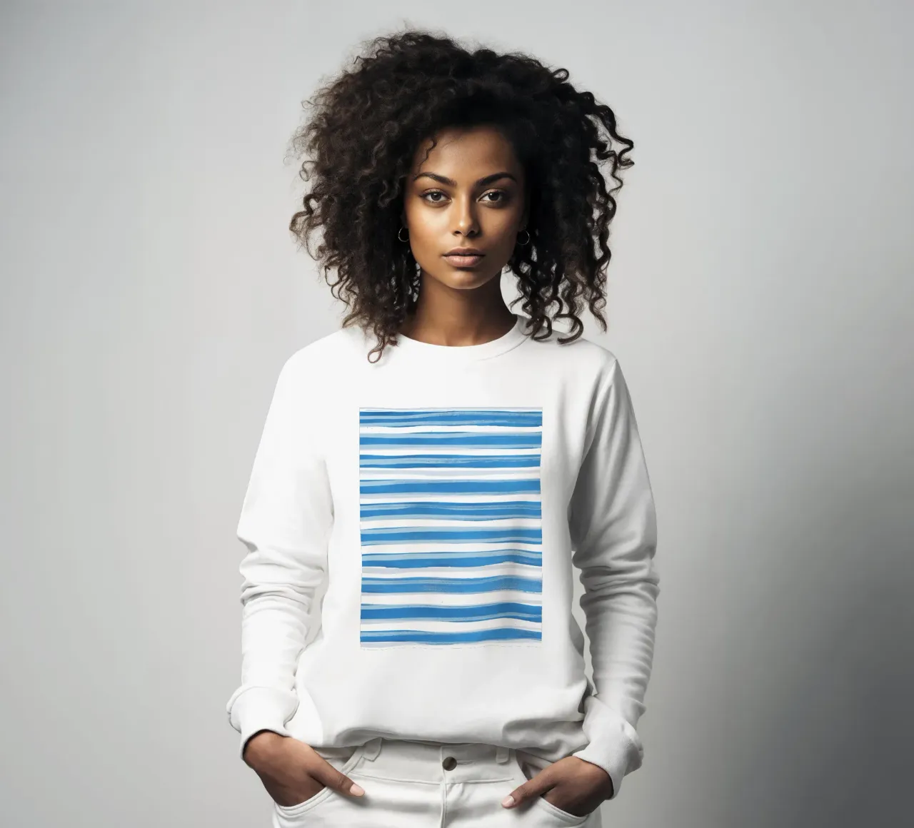 Abstract Lines Blue and White 03 sweatshirt by amini54