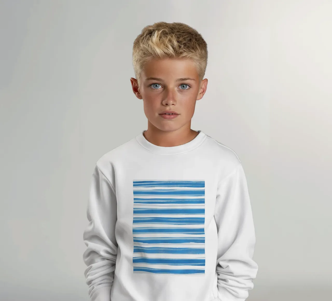 Linee astratte blu e bianche 03 felpa bambino da amini54