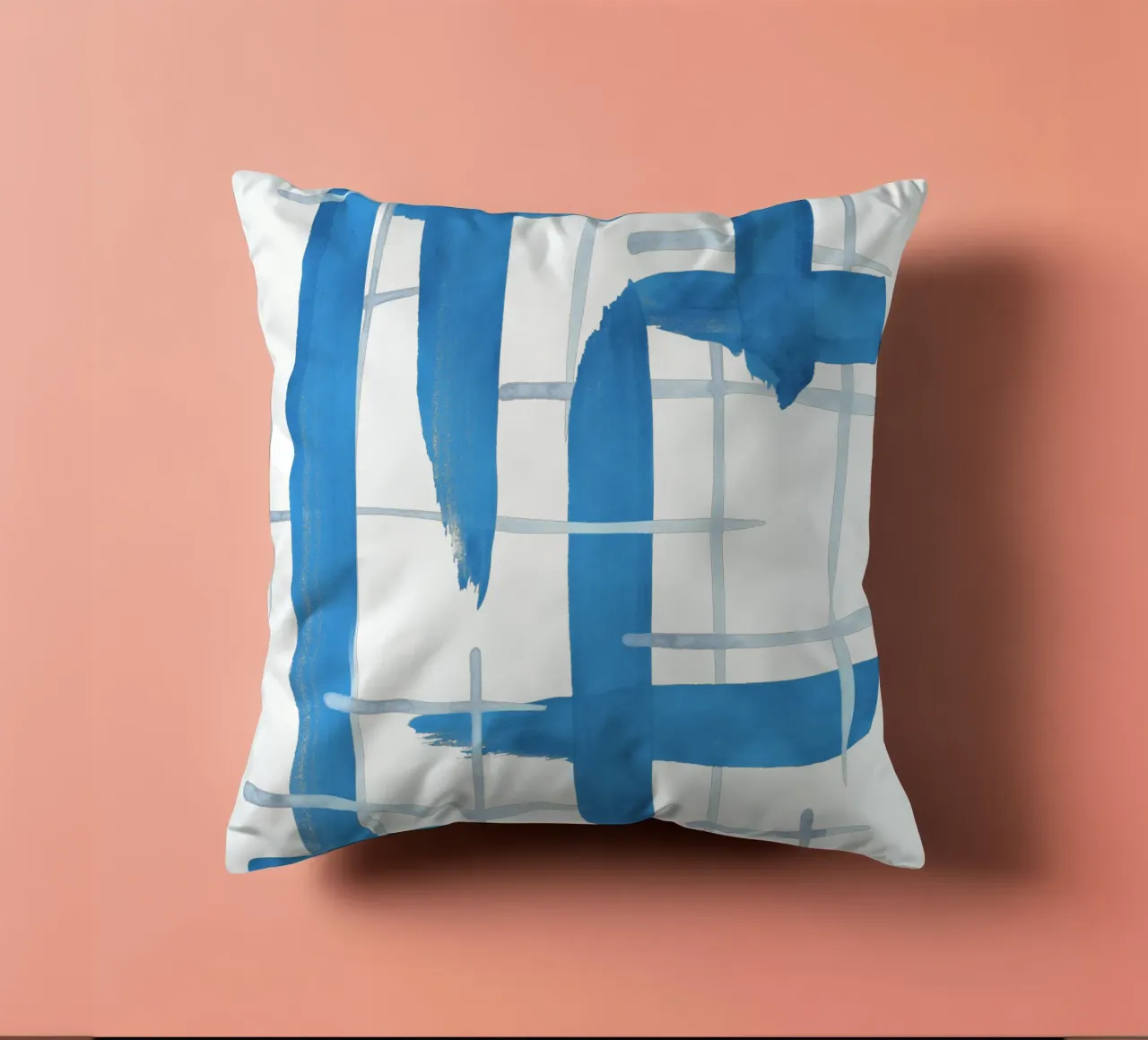 Linee astratte blu e bianche 04 cuscino da amini54