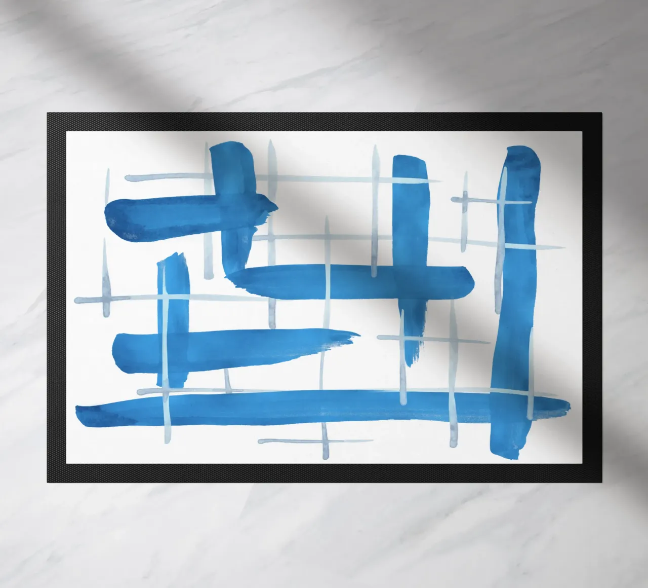 Linee astratte blu e bianche 04 zerbino da amini54