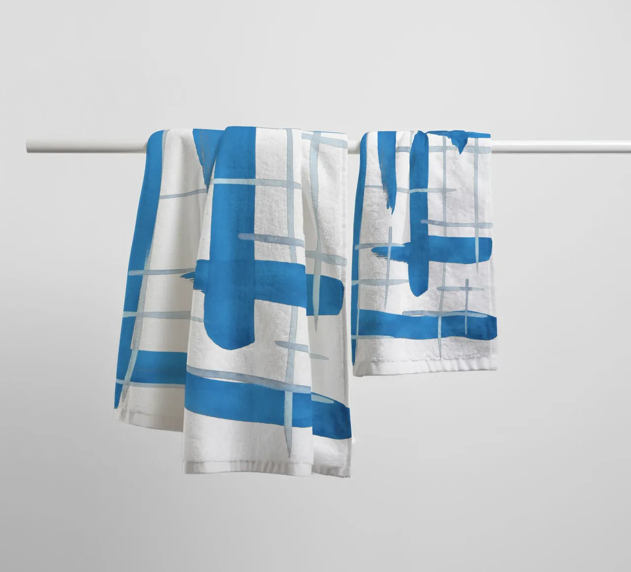 Linee astratte blu e bianche 04 asciugamano da bagno da amini54