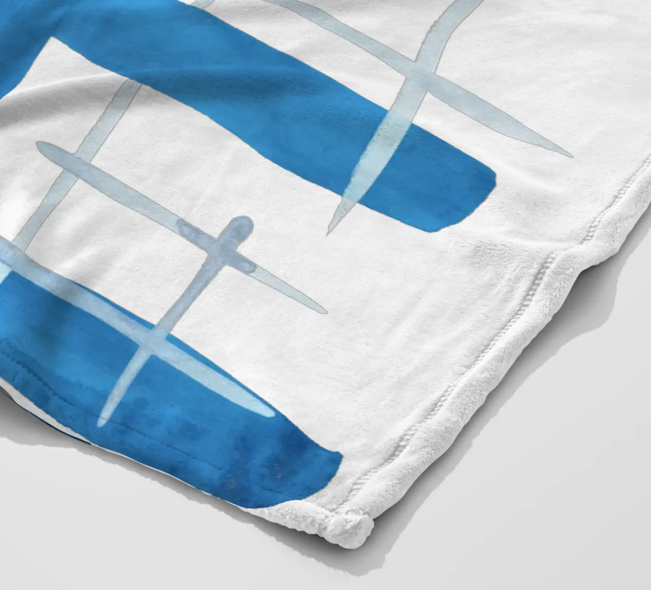 Linee astratte blu e bianche 04 coperta in pile da amini54