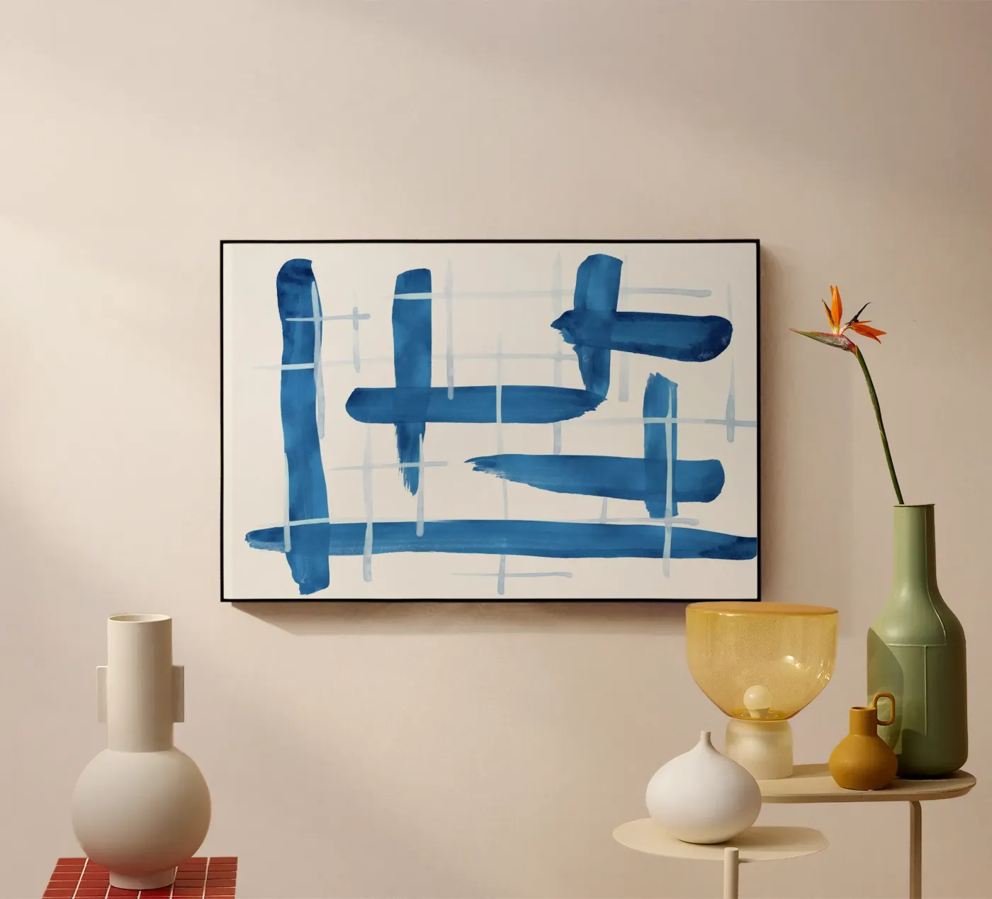 Linee astratte blu e bianche 04 plexiglass da amini54