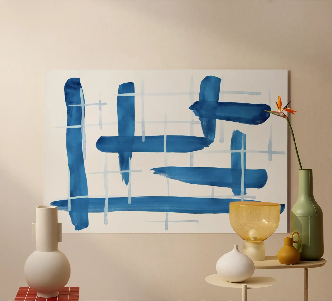 Linee astratte blu e bianche 04 plexiglass da amini54