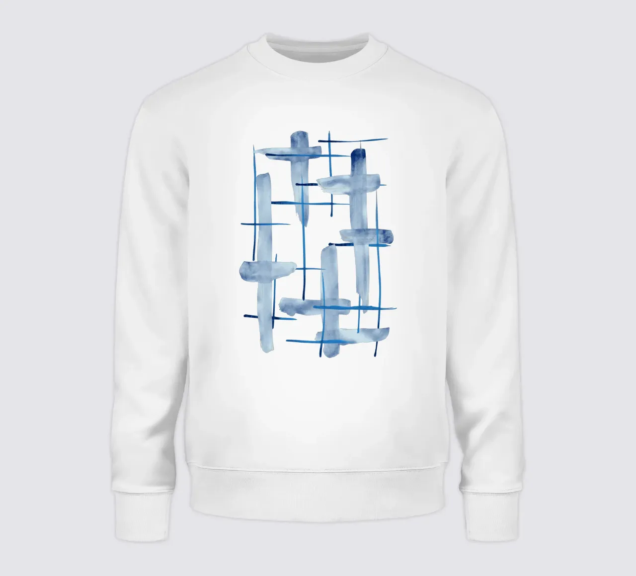 Linee astratte blu e bianche 05 felpa da amini54
