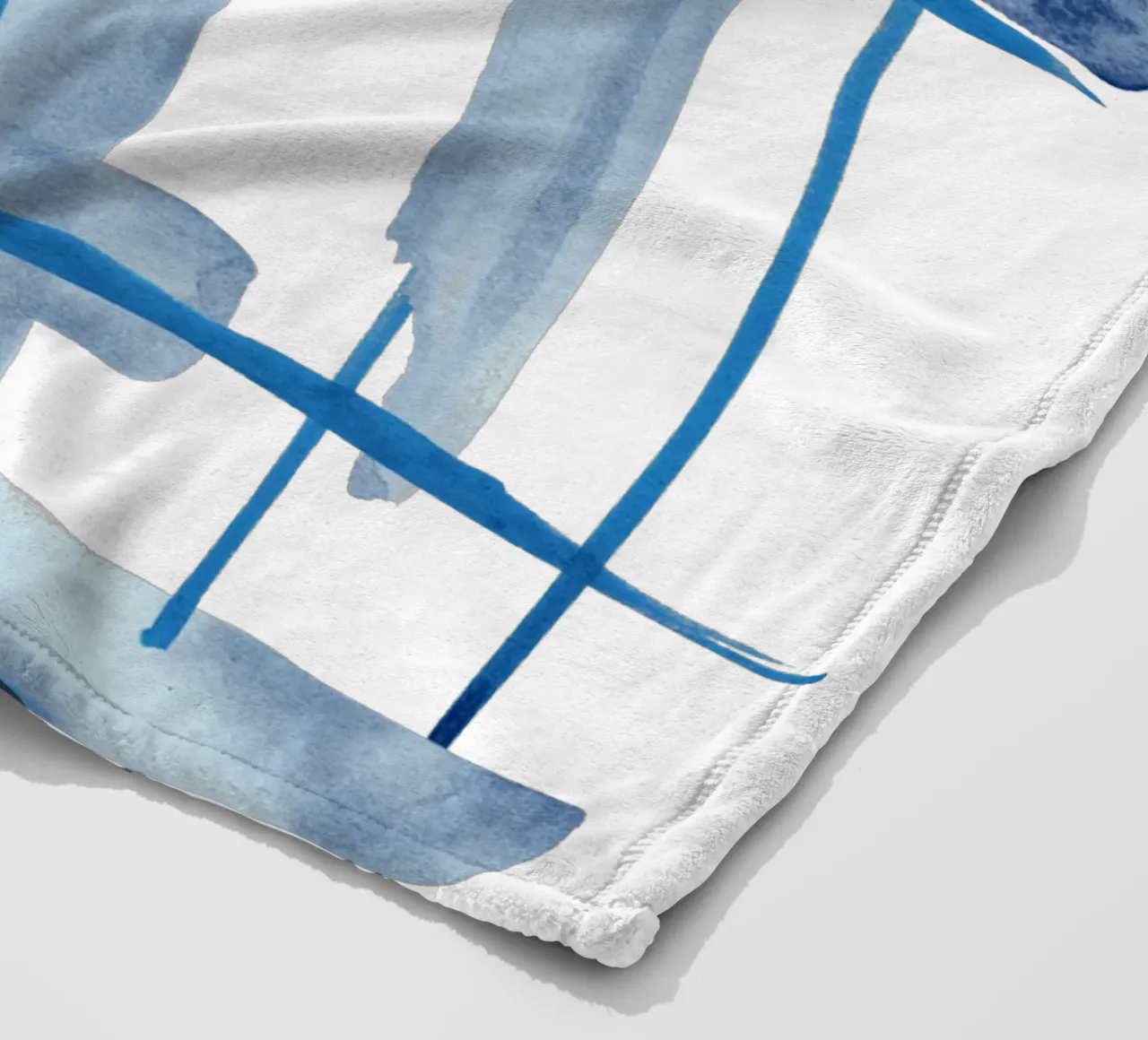 Linee astratte blu e bianche 05 coperta in pile da amini54