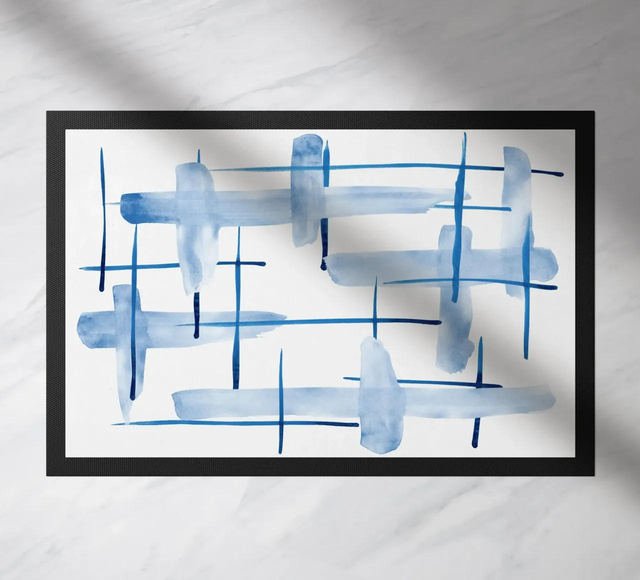 Linee astratte blu e bianche 05 zerbino da amini54