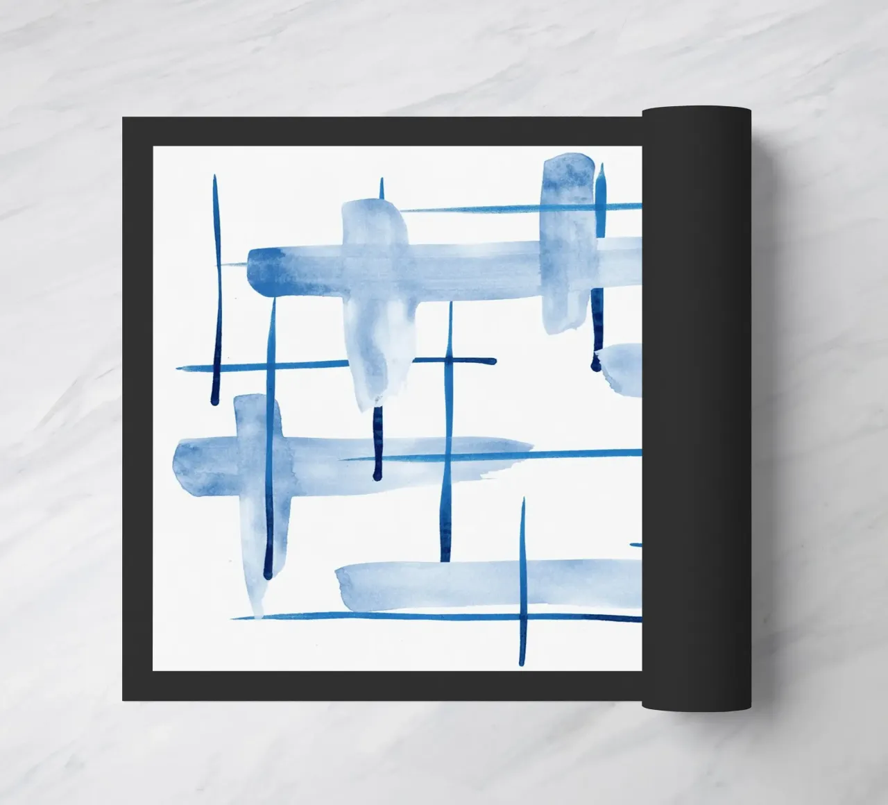 Linee astratte blu e bianche 05 zerbino da amini54