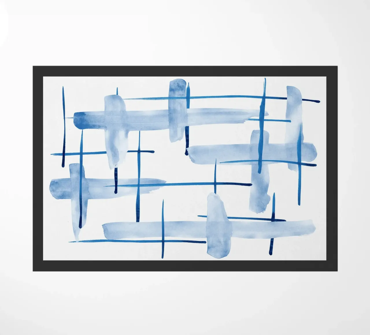 Linee astratte blu e bianche 05 zerbino da amini54