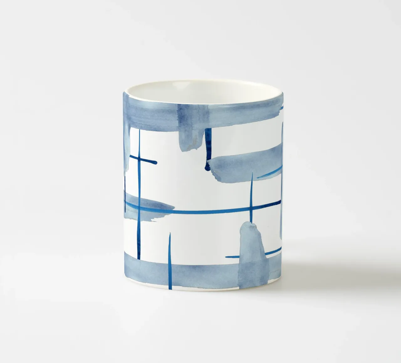 Linee astratte blu e bianche 05 tazza in ceramica da amini54