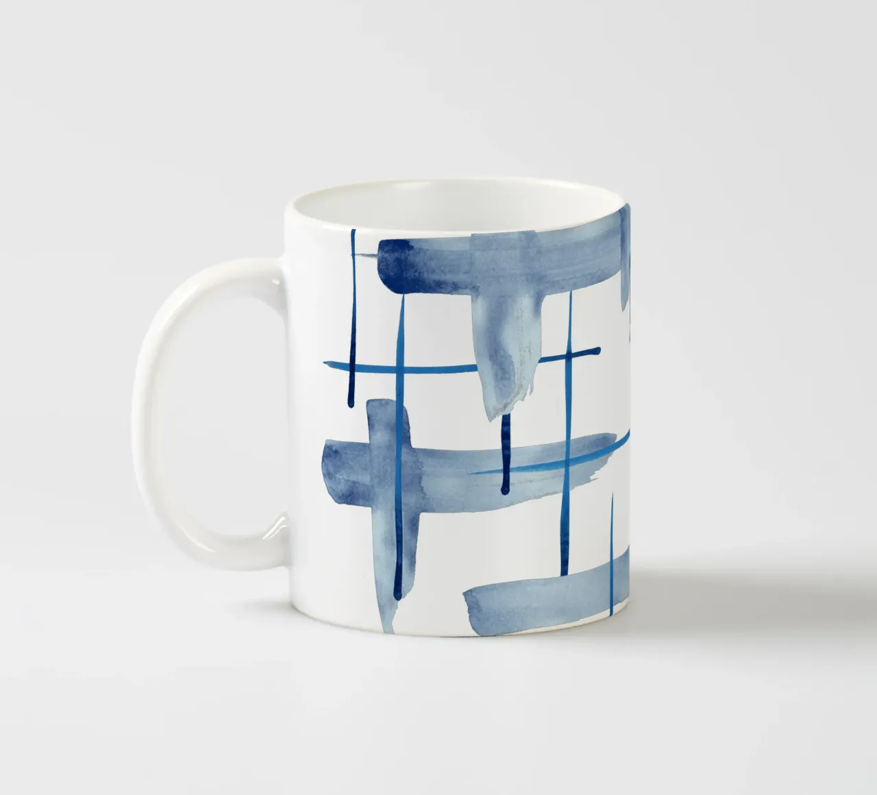 Linee astratte blu e bianche 05 tazza in ceramica da amini54