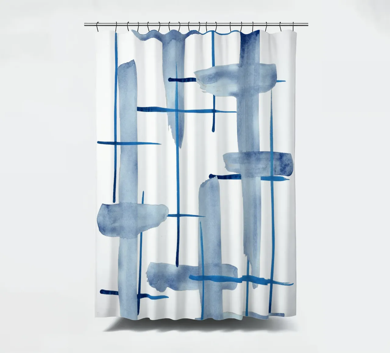 Linee astratte blu e bianche 05 tenda da doccia da amini54
