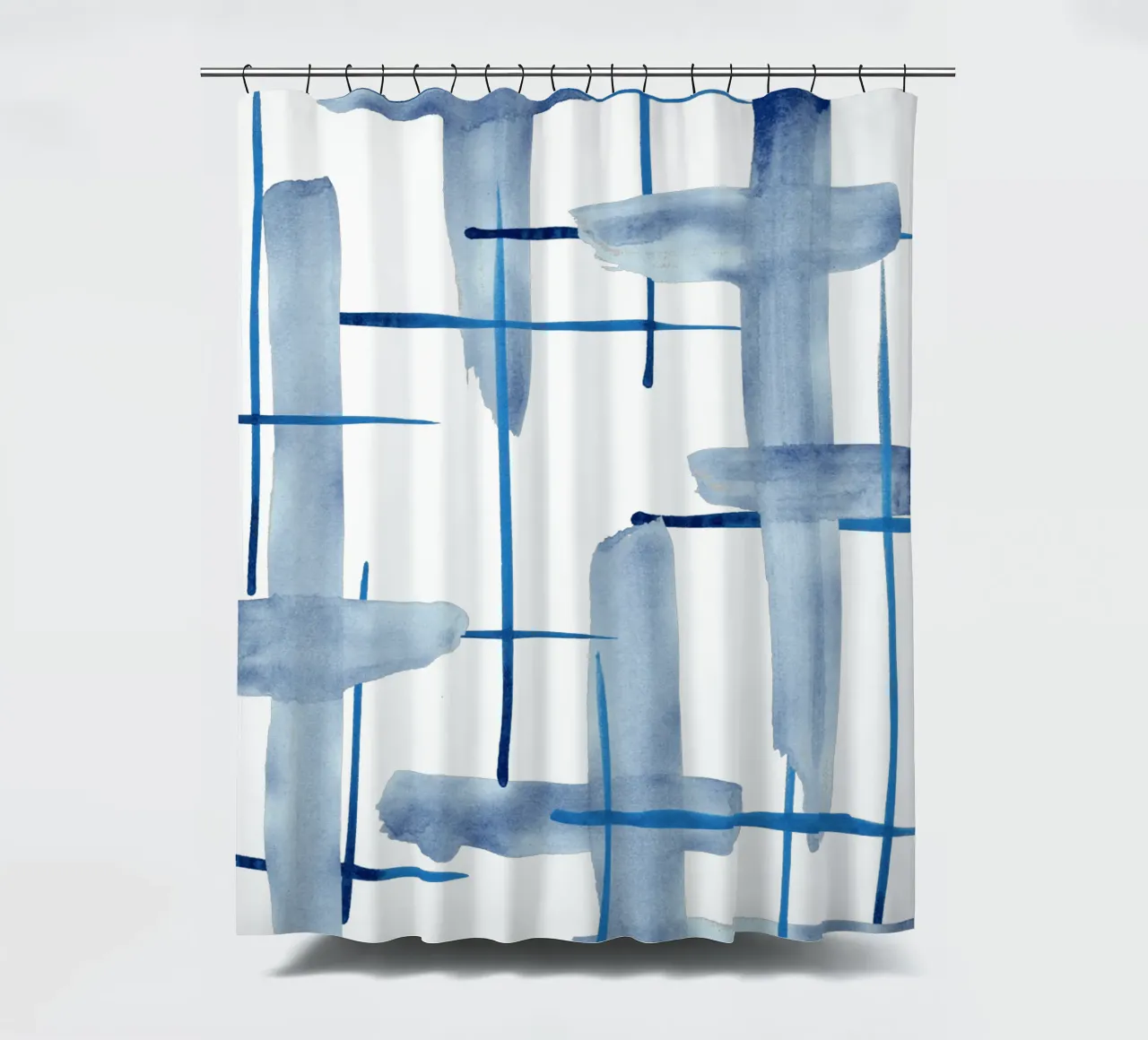 Linee astratte blu e bianche 05 tenda da doccia da amini54