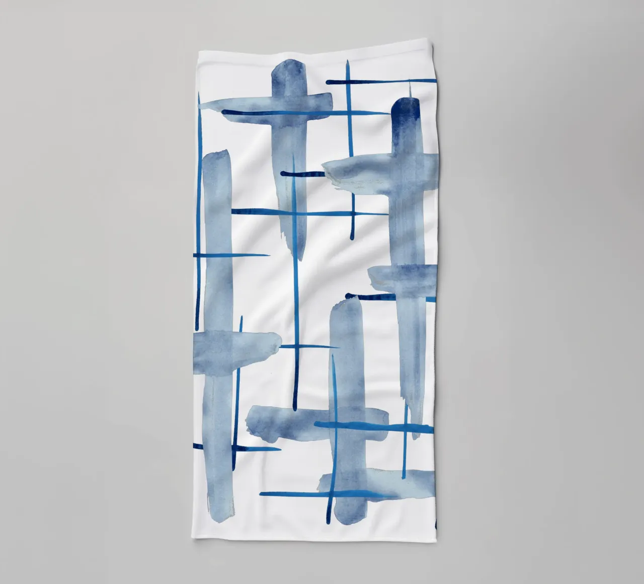Linee astratte blu e bianche 05 asciugamano da bagno da amini54