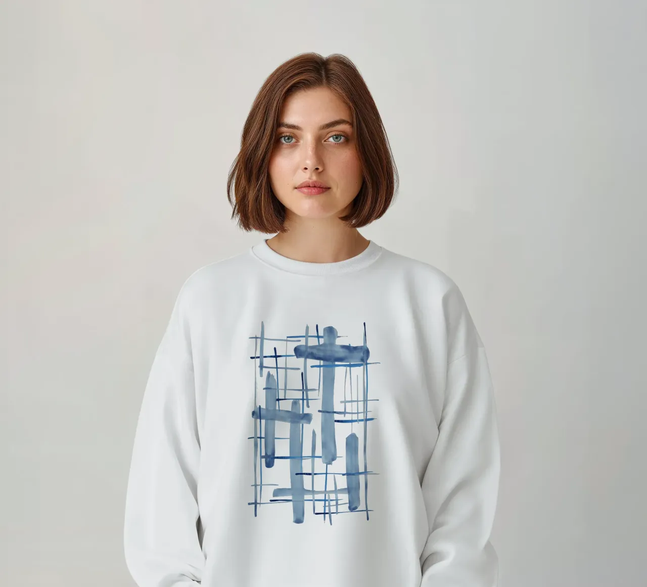 Abstract Lines Blue and White 06 sweatshirt by amini54