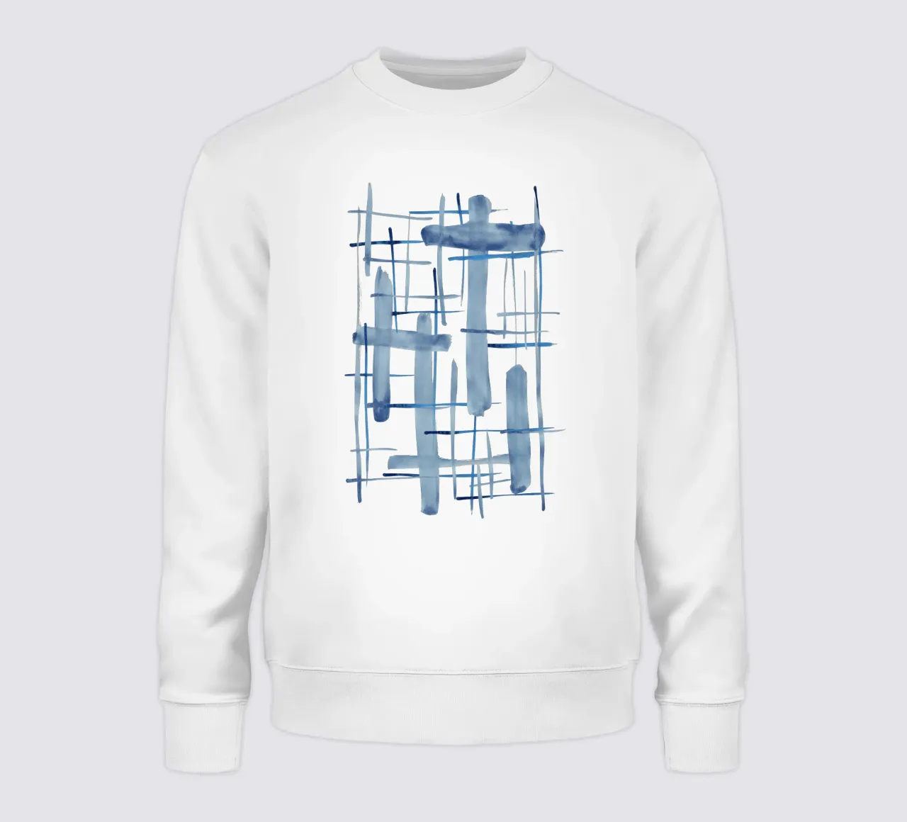 Abstract Lines Blue and White 06 sweatshirt by amini54