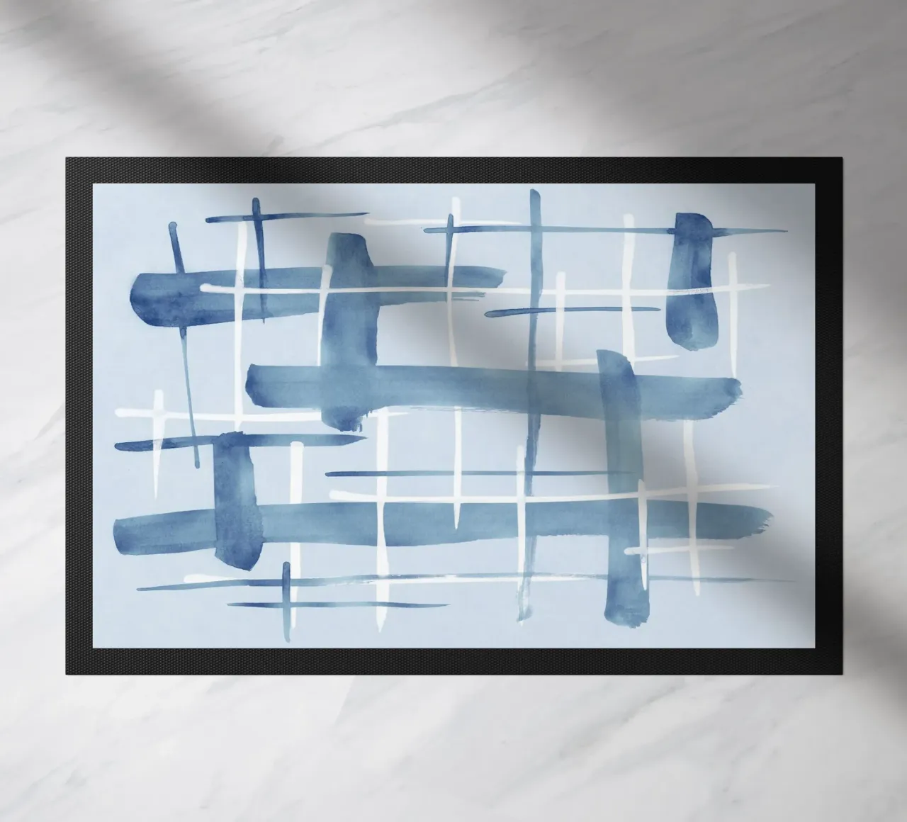 Linee astratte blu e bianche 07 zerbino da amini54