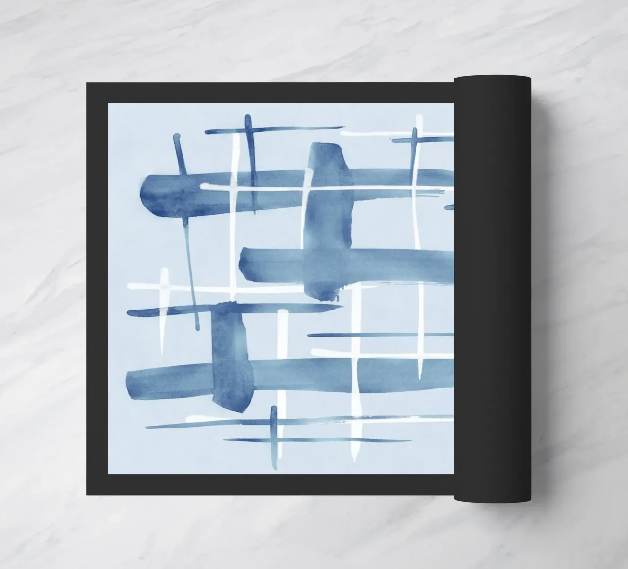 Linee astratte blu e bianche 07 zerbino da amini54