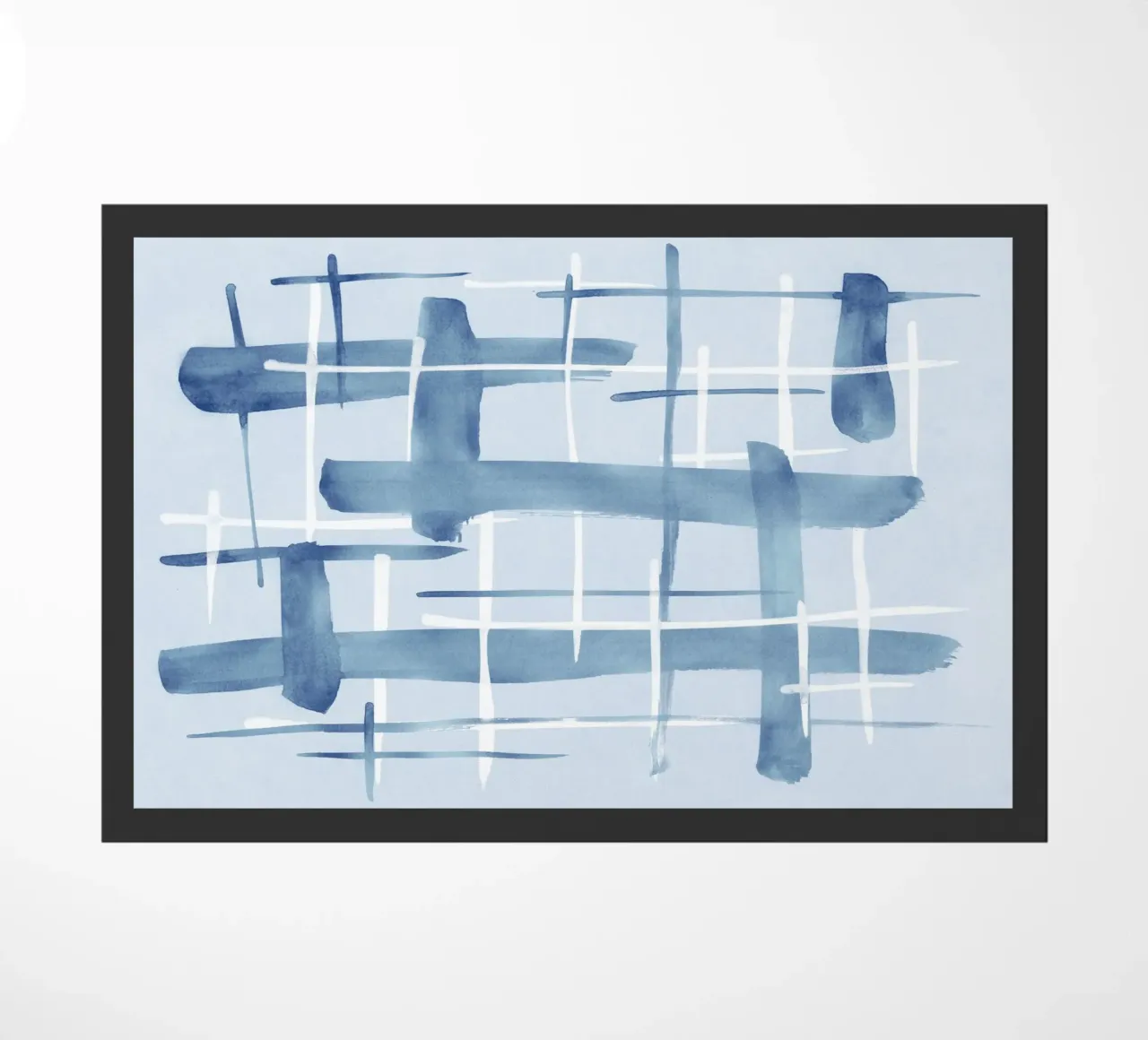 Linee astratte blu e bianche 07 zerbino da amini54