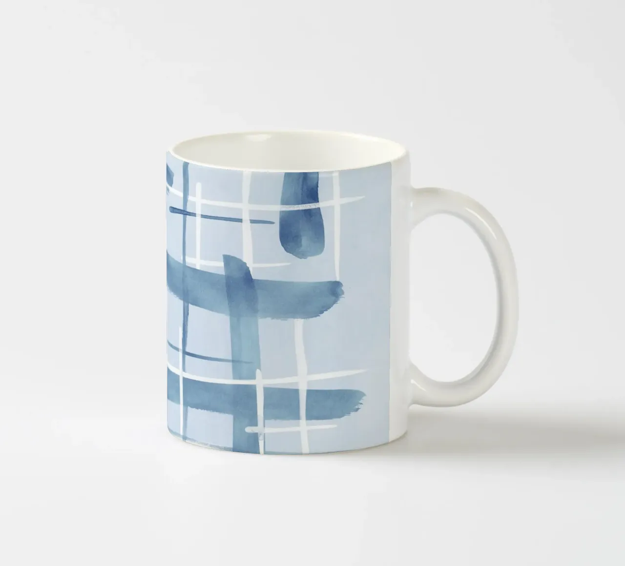 Linee astratte blu e bianche 07 tazza in ceramica da amini54