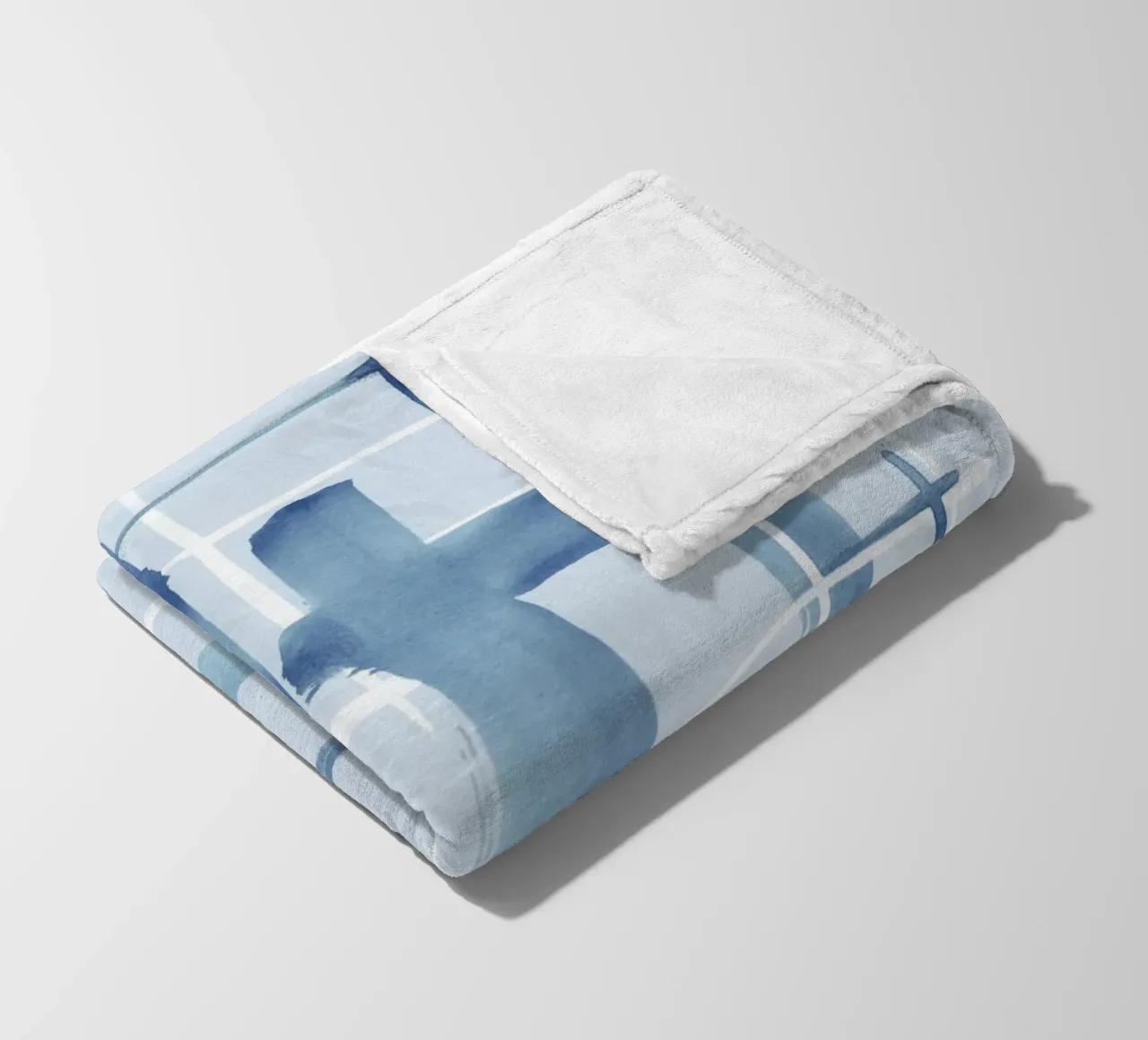 Linee astratte blu e bianche 07 coperta in pile da amini54