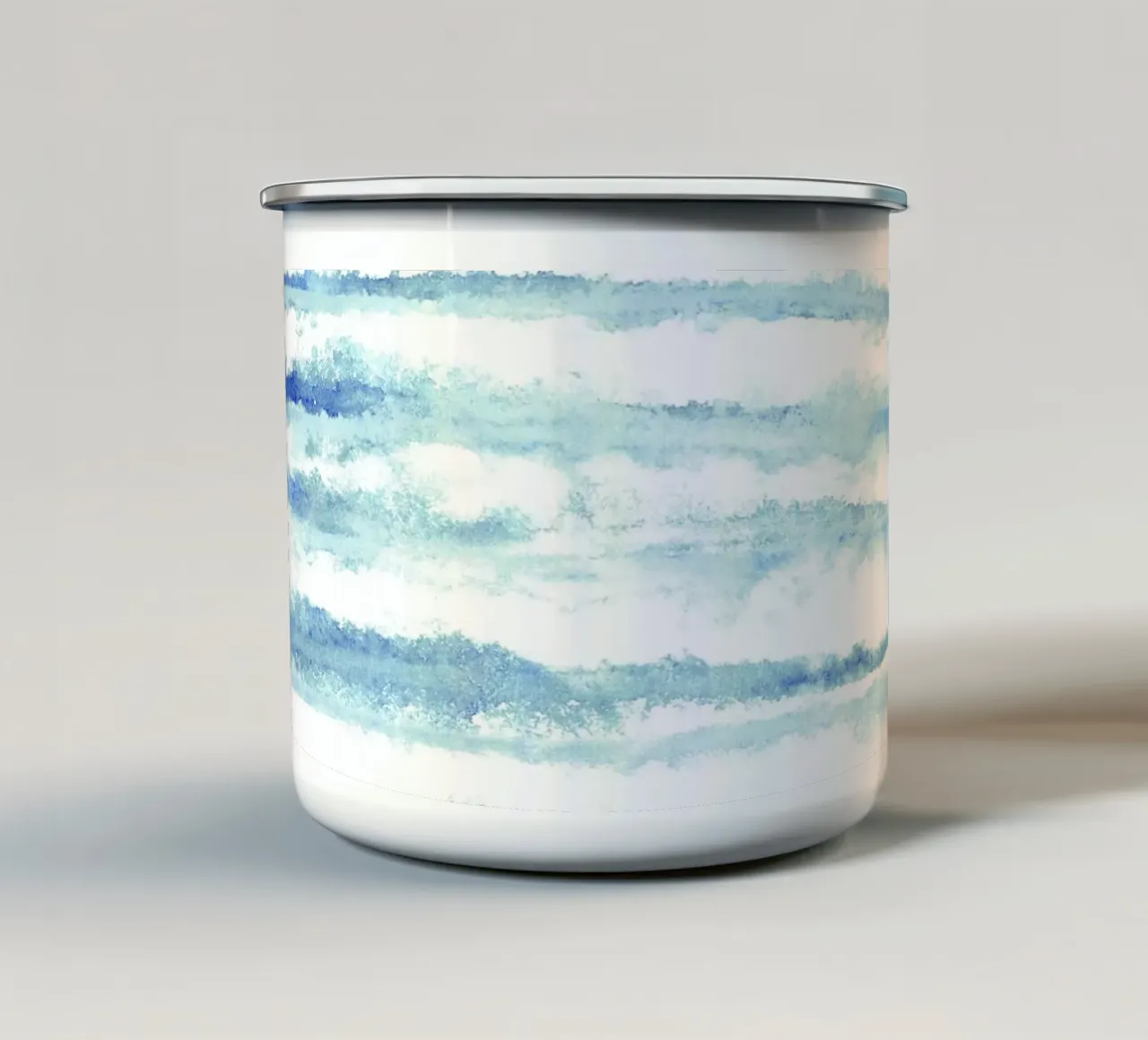 Linee astratte blu e bianche 08 tazza in smalto da amini54