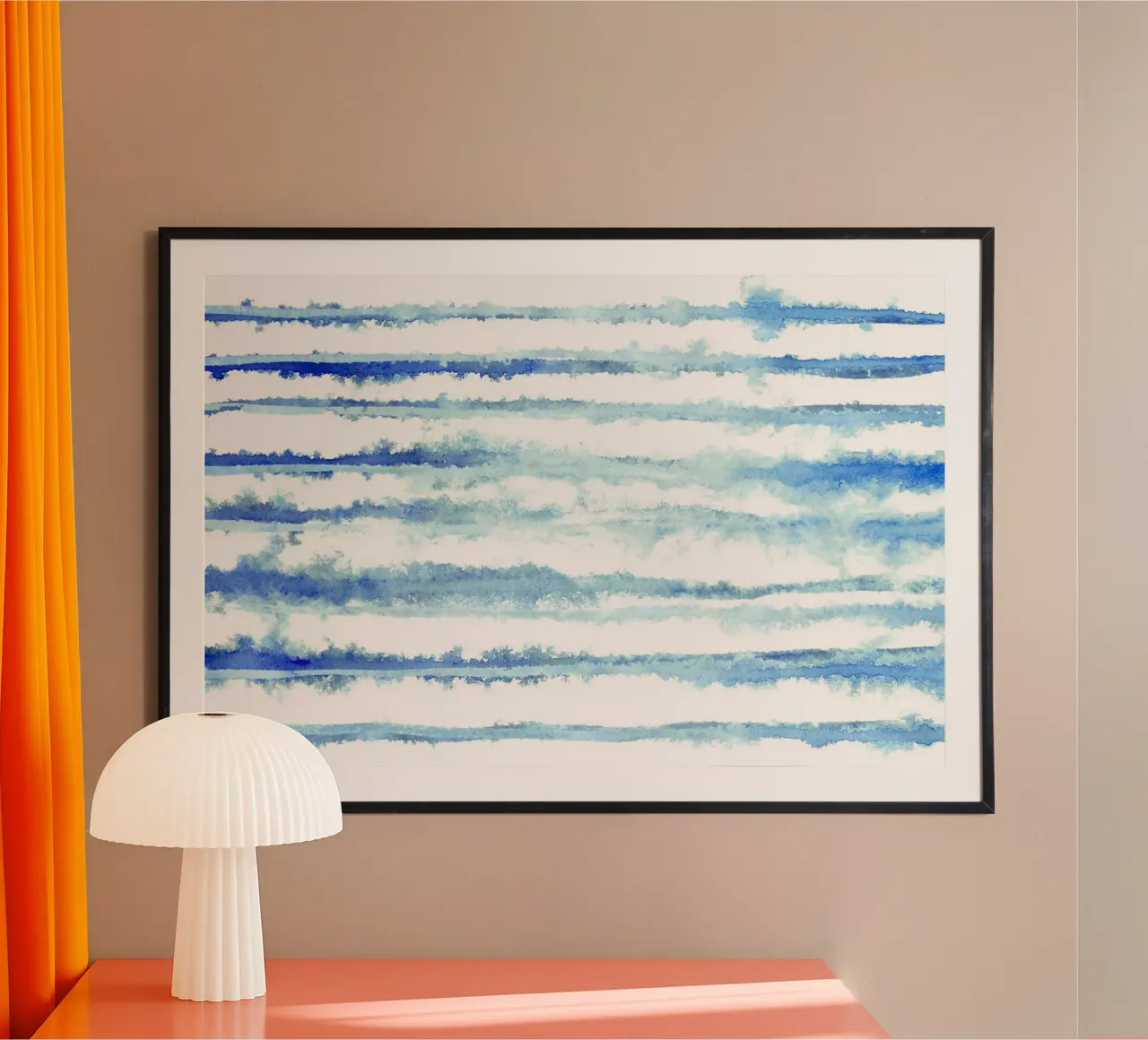 Lignes abstraites bleu et blanc 08 poster de amini54