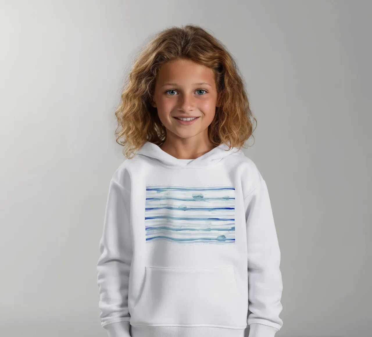 Linee astratte blu e bianche 10 felpa bambino con cappuccio da amini54