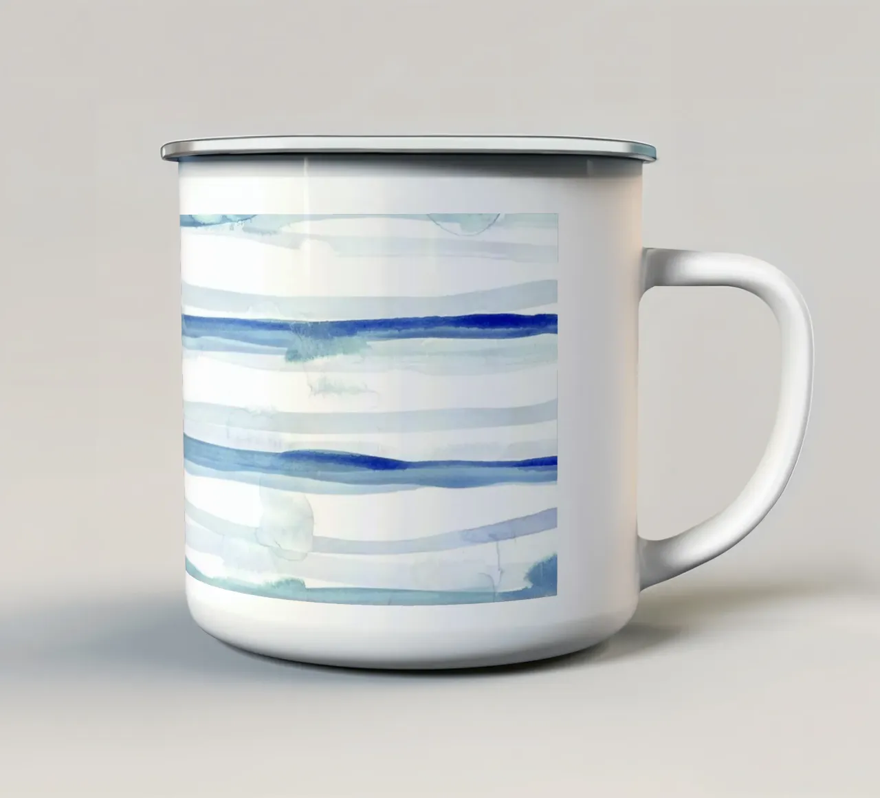 Linee astratte blu e bianche 10 tazza in smalto da amini54