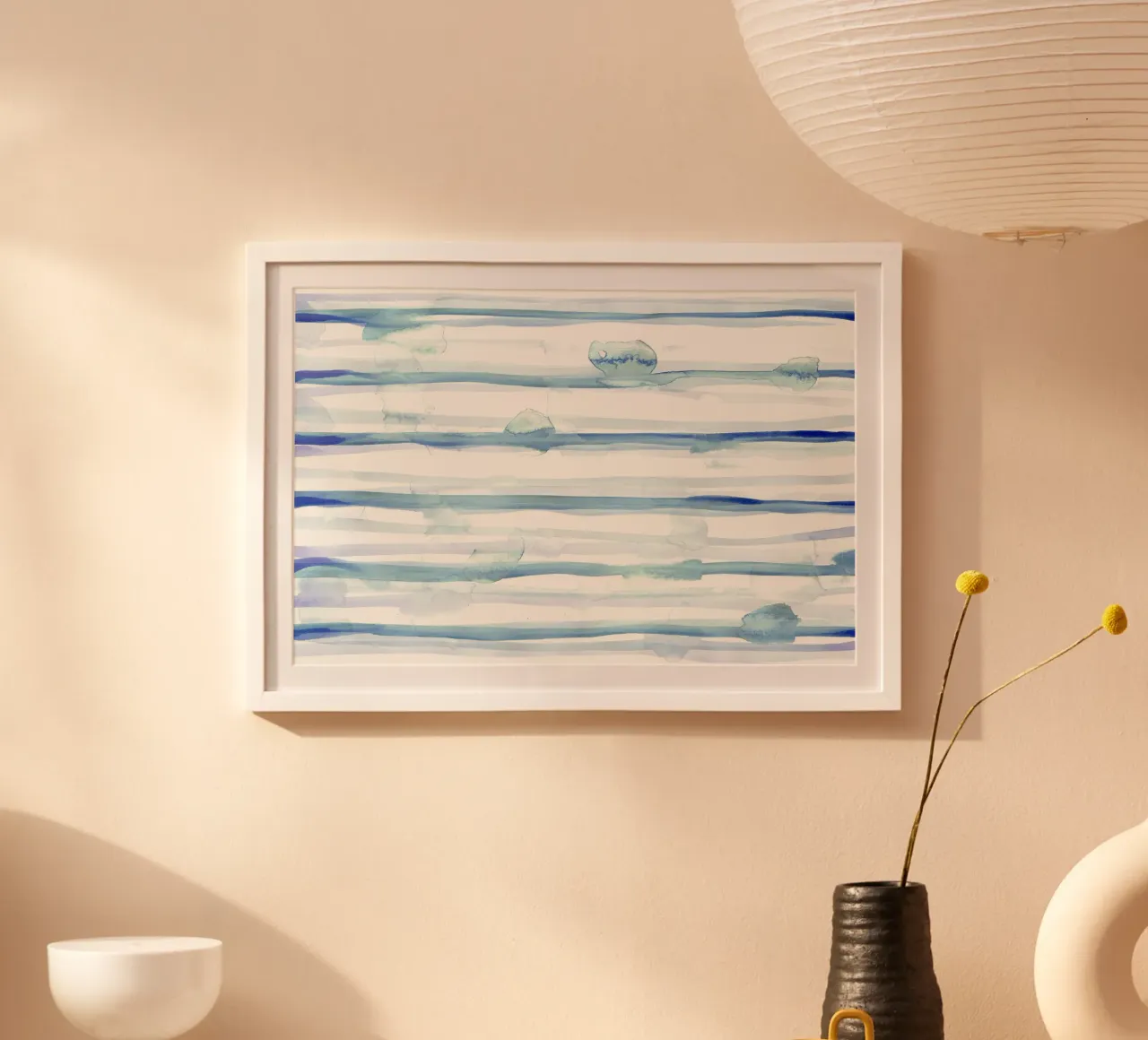 Lignes abstraites bleu et blanc 10 poster de amini54