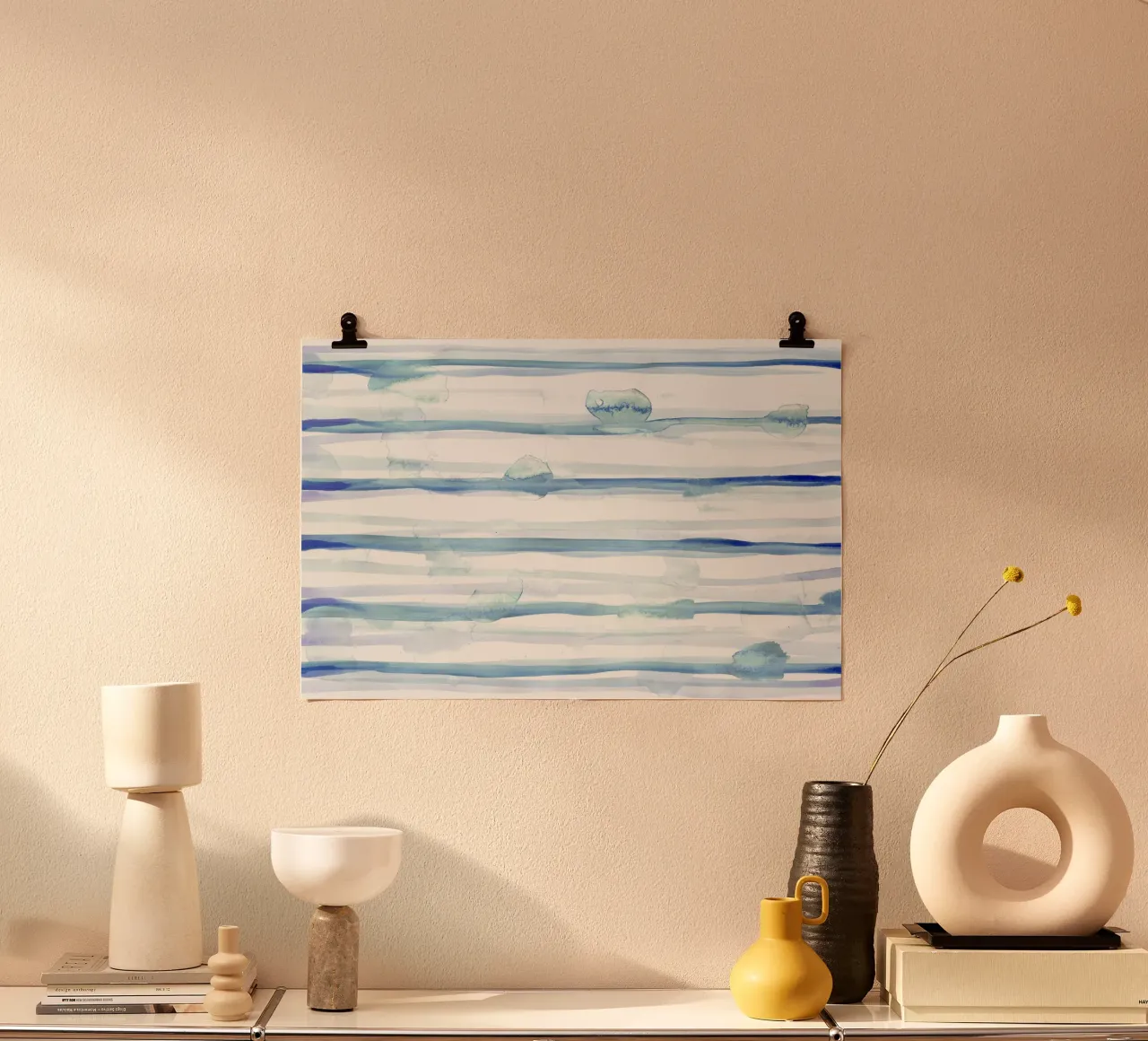 Lignes abstraites bleu et blanc 10 poster de amini54