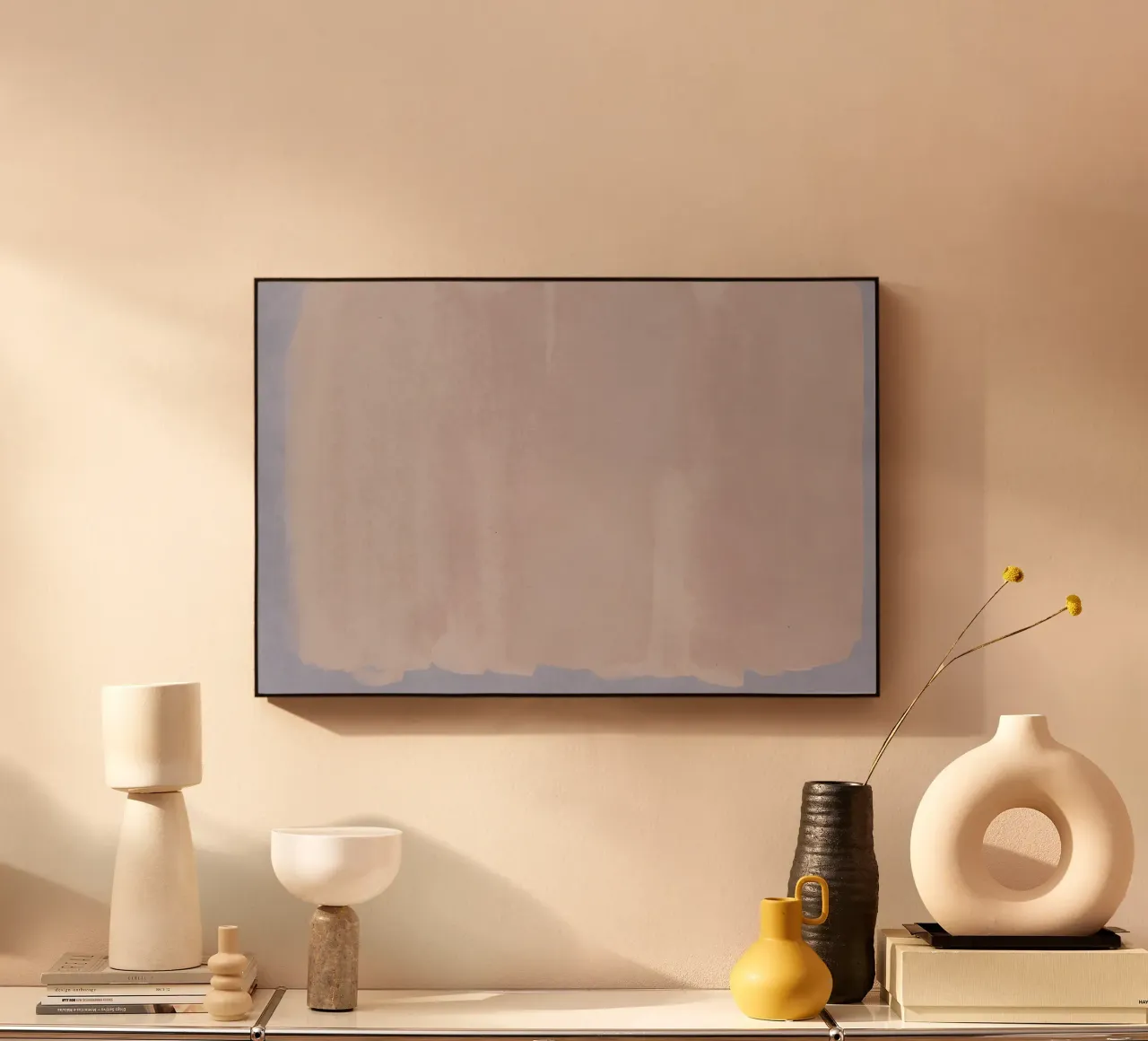 Minimalistisch abstract roze kleurveld 01 acryl van amini54