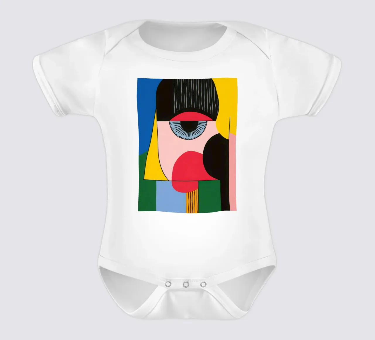 Pop-Art Geometric Face short-sleeve baby romper by Geometric