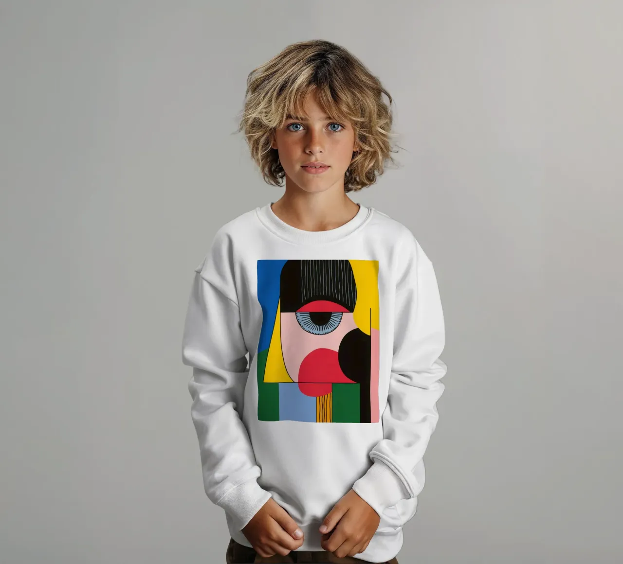 Pop-Art Geometric Face kids sweatshirt by Geometric