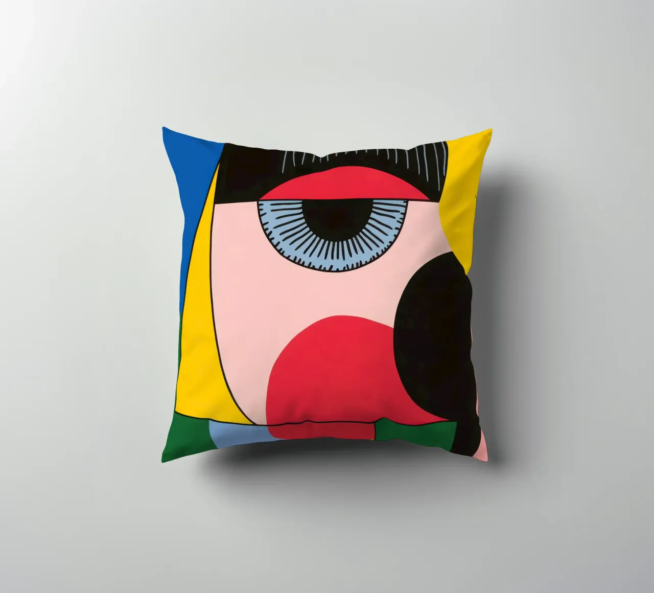 Pop-Art Geometric Face decorative cushion by Geometric